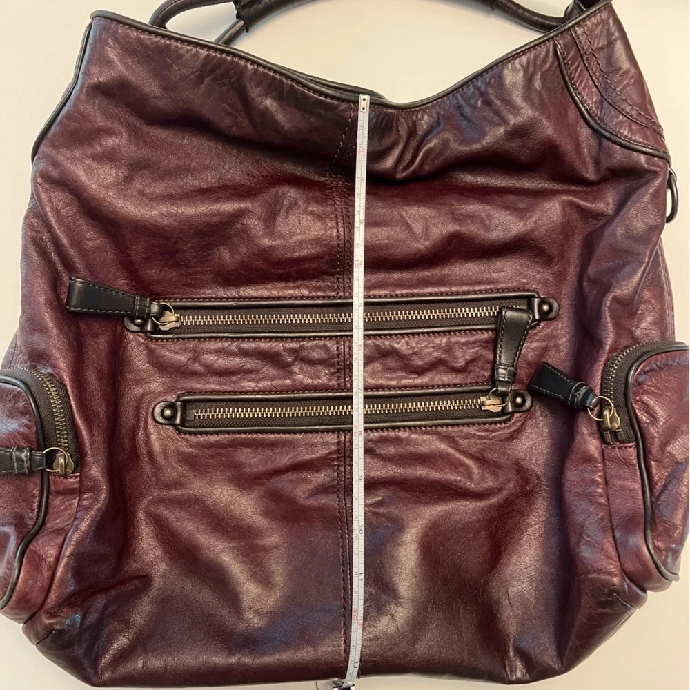 Y2K Coach hobo slouch Brown saddle Burgundy Leather Women's Bag - Picture 12 of 16